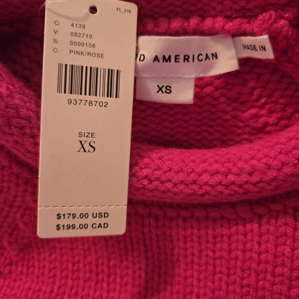 Anthropologie, Good American Womens Roll Neck Sweater in Pink Rose.